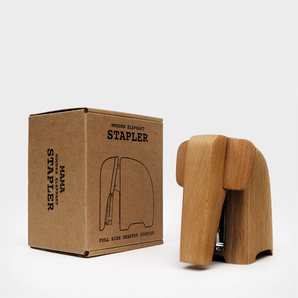Large Wooden Elephant Stapler with Packaging